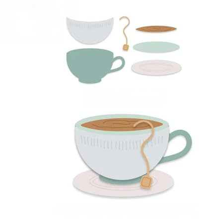 Kaffeetasse Stanzschablone, Metall Stanzformen Set für Kartenherstellung | Stanzbögen, Die Cuts für DIY Scrapbooking, Fotoalbum, Journale Prägungen,Karten Dekorative