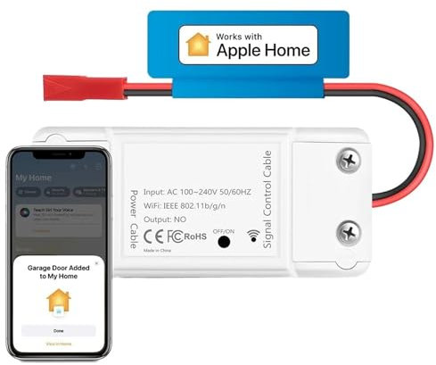 ZDKAIKCOA HomeKit WiFi Garage Door Opener Smart Switch Gate Door Controller Smart Life Remote Control Siri Voice Control Alexa Google Home(EU)