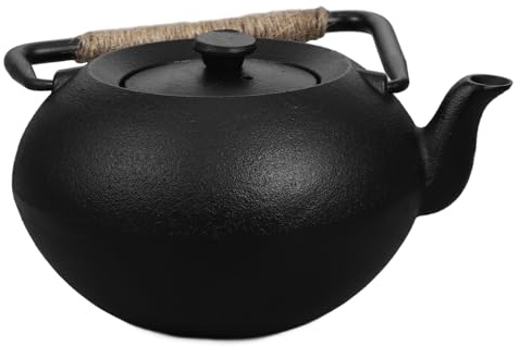 Amosfun Cast Iron Teapot Vintage Japanese Style Camping Boiler for Stove Top Hot Water Pot Kung Fu Tea Kettle