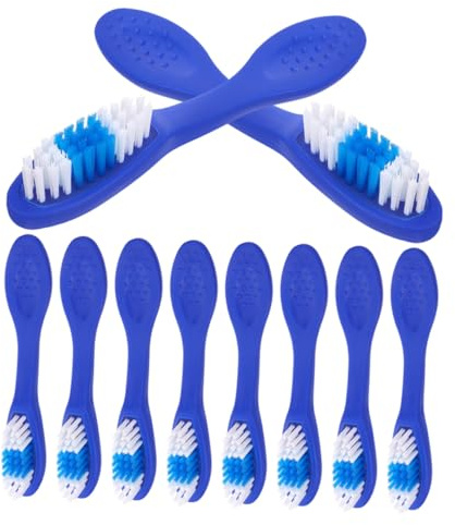 Mobestech 20pcs Correctional Short Handle Toothbrush Blue Soft Bristles Thumbprint Grip Prison Brush for Secure Facilities Detention Rehab Psychiatric Use and Small Item Cleaning