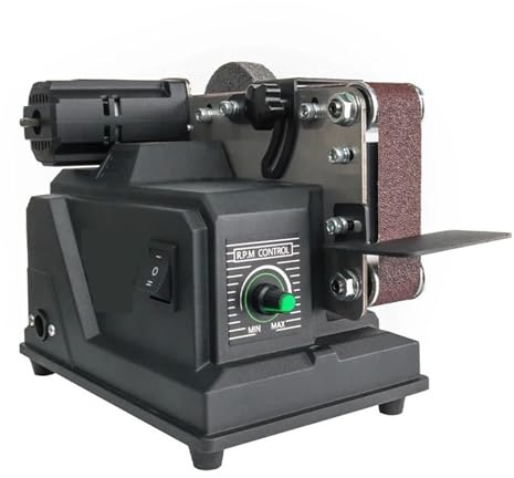180 W Elektrische Bandmaschine, Holzkanten-Polierschleifer Mit 10 Schleifbändern, Geeignet For 18 V-Akku