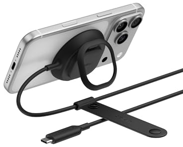 Belkin UltraCharge Magnetic Charger with Qi2 25W, Fast Wireless Charging Pad, MagSafe Compatible with Passive Cooling Technology, Kickstand for iPhone 17 Series, Pixelsnap, AirPods Pro - Black