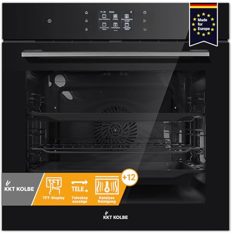 KKT KOLBE Einbaubackofen EB8017TFT mit TFT-Touch-Display, 60 cm, 72 L | schwarz, Katalyse, Pizzafunktion, Grill, Umluft, Heißluft, Teleskopvollauszüge, Timer, Wärmeschutzverglasung, Soft-Close-Tür