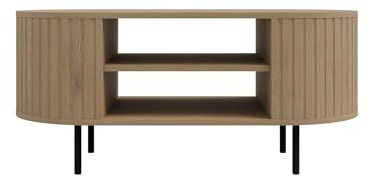 Masseno Couchtisch BOLLA, Eichefarben, 100x52x45cm, Modern Wohnzimmertisch für Couch, Oval Beistelltisch, Laminierte Spanplatte