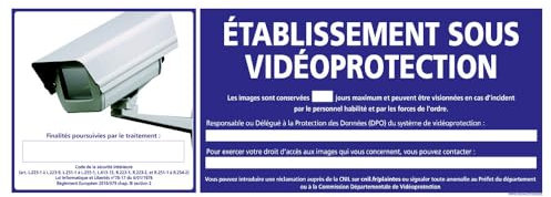 Adhésif - Etablissement Sous VidéoProtection - Dimensions 210 x 75 mm - Protection Anti-UV