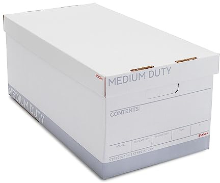 Staples Storage & Filing Box, Letter Size, Stackable, 12-Pack, White/Gray