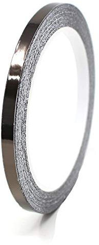 Finest Folia 8,5 Meter Glanz Zierstreifen Auto Motorrad Boot Modellbau Silber Chrom Dekorstreifen Seitenstreifen Klebestreifen (Chrom Schwarz, 6mm Breite)