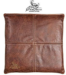 Centaur - Hochwertiges Leder Sitzkissen - Nussbraun 40x40 cm - Ideal für Stuhl oder Sitzbank - Abwaschbare Echtleder Stuhlkissen - Pflegeleichte Sitzauflage