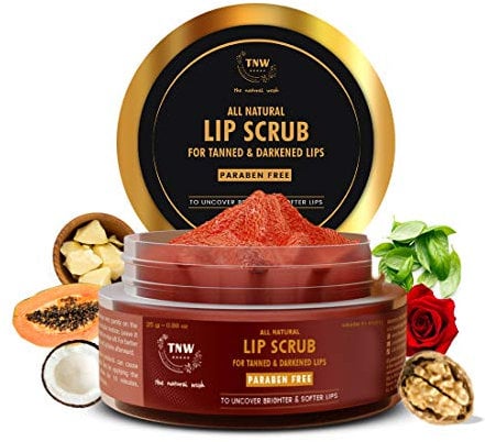 TNW - The Natural Wash Lip Lightening & Brightening Lip Scrub for Tanned And Darkened Lips 25 g | Organic Lip Balm Scrub for Men and Women, An Ayurvedic Lips Scrub Get Your Natural Lips Back