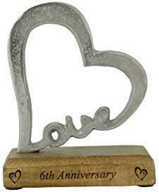 6th Anniversary Rustic Heart Decoration – 6 Year Anniversary (hsslove6)