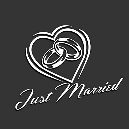 Decus Wedding Just Married Hochzeit Ringe L 0292 (weiß) // Sticker OEM JDM Style Aufkleber