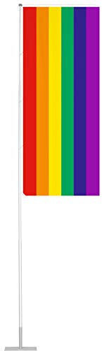 Vispronet Flagge Regenbogen - Hohlsaum und geöst - 120x300 cm - für mobilen Fahnenmast T-Pole 100 & 200