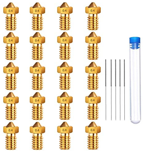 3D Drucker DÜSe 0,4 mm Messing DÜSen Nozzle Extruder Druckkopf FÜR 1,75 mm Filament E3D V5-V6 3D Drucker Az. B. Anycubic I3 Mega Prusa I3 MK3/MK3S Chiron Anet A8 CTC Printer (10 Stück) (20 Stück)