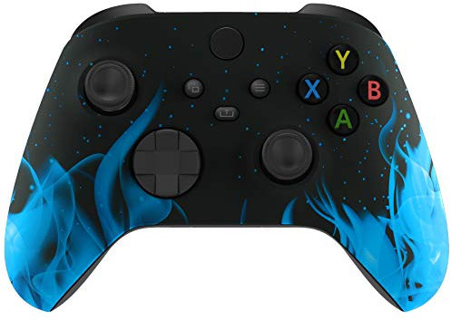 eXtremeRate Front Gehäuse Case für Xbox Series X&S Controller, Vorderseite Hülle faceplate Cover Skin Shell Zubehör für Xbox Core Controller-Blaue Flamme