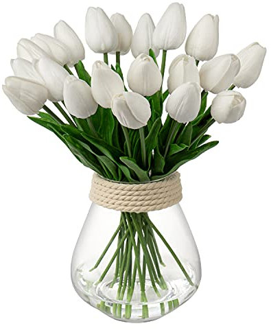 20 Stück Künstliche Blumen Unechte Blumen Tulpe Gefälschte Blume Tulpe Blumenstrauß Latex Blumen Seide Tulpe Real-Touch für Home Party Hochzeitsstrauß Garten Dekoration