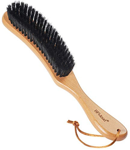 BFWood Clothes Brush - Boar Bristle Lint Brush for Suits, Cashmere, Wool, Velvet, Suede - Large Beech Handle