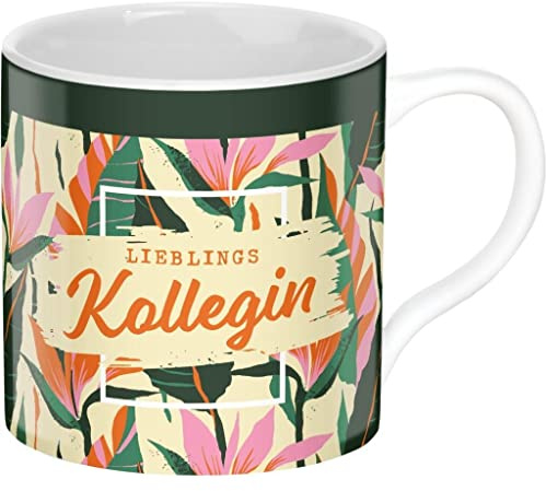 GRUSS & CO 47643 Tasse Kollegin, Porzellan, 45 cl, Dschungel-Print, Mehrfarbig