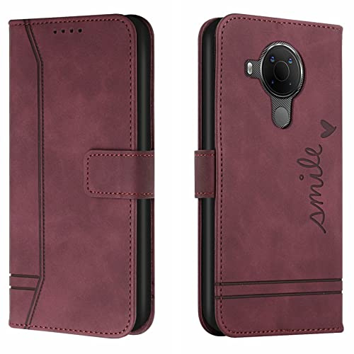 Lihondar Kompatibel mit Nokia 3.4/Nokia 5.4 Hülle, Handyhülle Nokia 3.4/5.4, Premium Leder Klappbar Schutzhülle Tasche Wallet mit Brieftasche [Standfunktion] Cover Flip Case Klapphülle (Rot)
