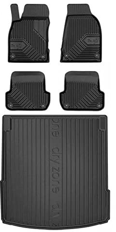 MOTOS Satz Gummifußmatten und Kofferraummatten passend für Audi A4 B7 2004-2008 Limousine, ohne seitliche Aussparungen Verbessern Sie Ihren Reisekomfort mit Antirutschmatte Auto 3D- Allwetter fußmatte