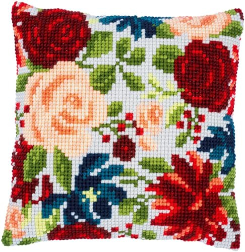 Vervaco Cross Stitch Kit Cushion Complete Set Hand Decoration Embroidery Kit Adult Art Creative Gift DIY Cross Stitch Embroidery ca. 40 x 40 cm