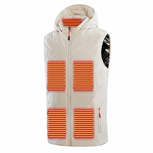 Beheizte Weste Herren Damen Kapuzejacke Plus Size Wärmejacke Skifahren Winterjacke Heizjacke Wärmeweste USB Elektrisch Heated Vest Heizweste Jagd, Ärmellos Jacke Mit Heizung, ohne Akku