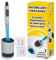 Escobilla Baño con Dispensador Jabon - Escobilla Recargable Inodoro - Escobillas de Baño de Silicona Rellenable de Jabón - Escobillero de Suelo o Pared con Soportes Adhesivos y Bandeja Extraíble