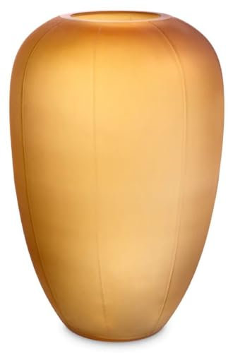 Casa Padrino florero de Cristal de Lujo ámbar Ø 29 x A. 45,5 cm - Florero soplado a Mano - Florero Decorativo Redondo - Accesorios Decorativos - Jarrones Decorativos de Cristal - Accesorios de Lujo