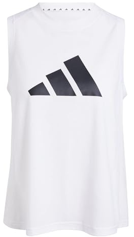 adidas Damen Train Essentials Big Performance Logo Training Tank Top Shirt, White/Black, XL