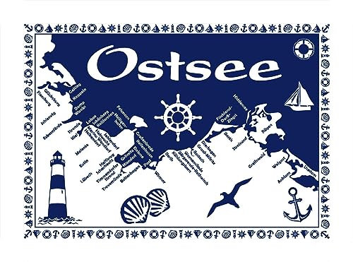 Generisch Postkarte zum Ankreuzen Ostsee 15 x 10 cm Anker Möwe Leuchtturm Rettungsring GPK 671