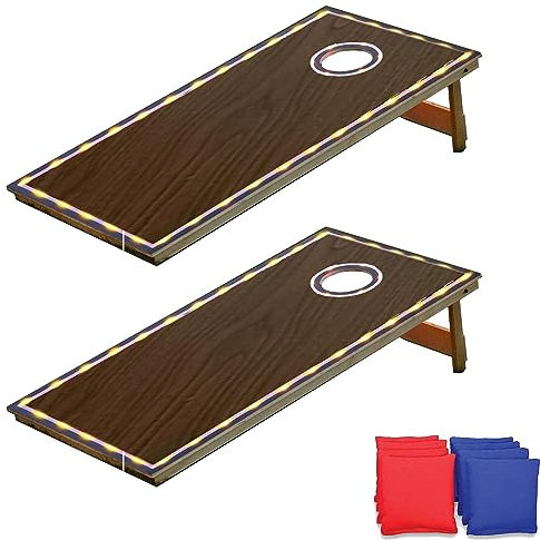 VBVARV Cornhole -Set Maislöcher Spiel Im Freien Cornhole Boards Bohnensack Werfen Für Erwachsene Familie Mit 8 Bohnensäcken,B,60×120×28cm
