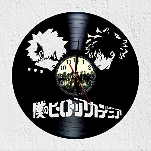 VINY WOODY Wanduhr aus Vinyl-Schallplatte, Izuku-Silhouette, Anime-Dekoration