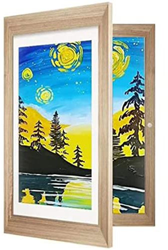 IXTIX Bilderrahmen für Kinderzeichnungen, A4 Befüllbar Kunstfotorahmen für Kinder, Aufklappbar Kinder Kunst Bilderrahmen, Frontöffnung Bilderrahmen für Kunstwerke 1 Stück (Holz)
