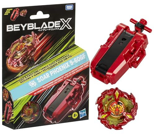 Beyblade X Soar Phoenix 9-60GF Deluxe String Launcher Set with Attack Type Right-Spinning Top Toy; Great Gift for 8 Year Old Boys and Girls