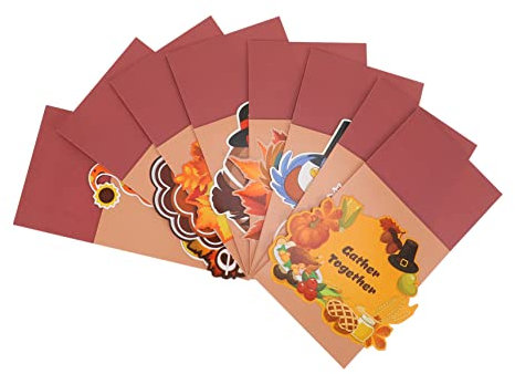 OFFSCH 8st Thanksgiving-geschirr-karte Geschenkdekore Party-bestecktasche Dekore Für Geschirr Party-requisiten Danksagung Segen Karte Truthahnmusterkarten Dekorationen Kürbis Papier