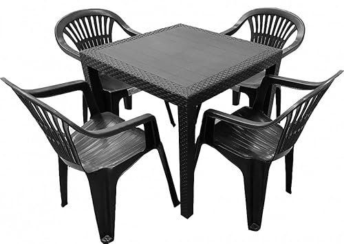 Koopman International B.V. Gartenmöbel-Set Gartentisch Gartenstuhl Tisch mit 4 Stühlen Garten Balkontisch Balkonstuhl 5tlg.