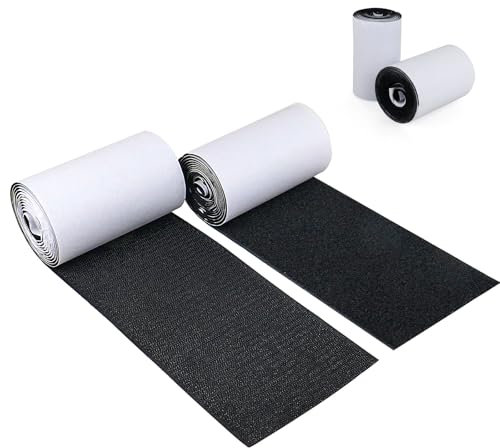 BOMEI PACK Rubans auto-agrippants 11cm*2m Heavy Duty Hook Loop tape with adhesive, Rouleau de fixation à dos adhésif,ruban d'installation pour la maison, le bureau, le bricolage et l'artisanat