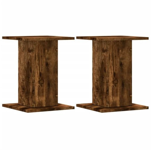 vidaXL Supports de Haut-parleurs 2 pcs chêne fumé Bois d'ingénierie, Support d'enceinte, Support d'enceinte de Bureau, Support d'enceinte HiFi