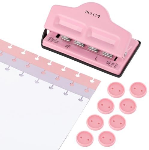 Perforatrice en forme de champignon, perforatrice pour reliure de disques, planificateurs, cahiers avec 8 disques à anneaux, blinder réglable à feuilles mobiles