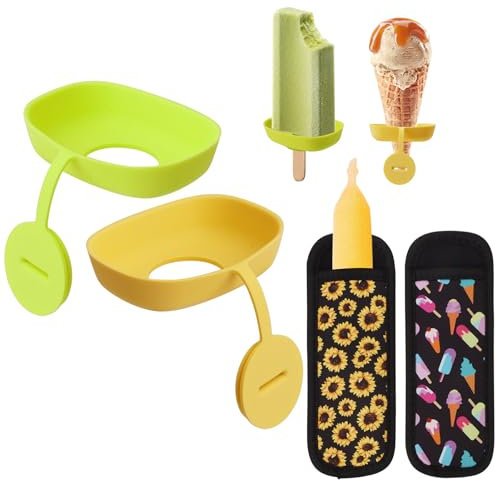 4 Soportes Para Helado Para Niños,Para Helados En Palito Y Conos,Soportes De Silicona Antigoteo,Reutilizables Para Proteger Del Frío Y Evitar Manchas En Las Manos