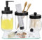 Bathroom Accessories Set, Bathroom Decor 4 Pack, Toothbrush Holders, Soap Dispenser, Mason Jar (Qatip Holder), Soap Dish, Rustic Home Decor-Black