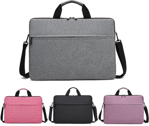 Sacoche pour ordinateur portable et tablette 14 - Design élégant - Tissu durable et hydrofuge - Avec poignée - Cadeau pour homme et femme - Gris