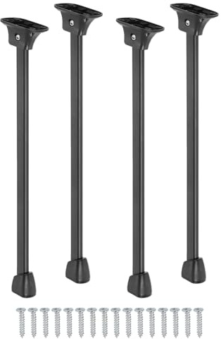 sourcing map Lot de 4 pieds de table pliants en métal de 35 cm - Pieds de rechange pour armoire, canapé, chaise, lit - Noir
