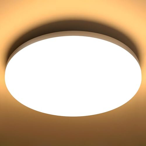 genatu Bathroom Ceiling Lights IP65 Waterproof Led Ceiling Light, 17W 2335lm 150W Equivalent, 3000K Warm White, Ø22cm Round