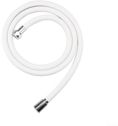 Tuyau de douche flexible en silicone de 1,5 m - Long tuyau de douche de rechange pour robinets de baignoire, bidet (blanc)
