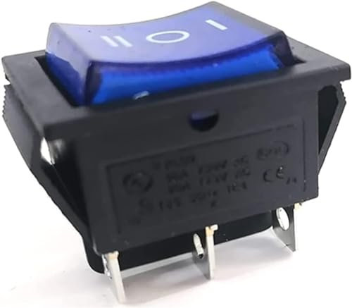 Conmutador interruptor basculante Kcd2 1 interruptor basculante interruptor de encendido interruptor 3 posiciones 6 equipos con interruptor de luz 16a 250vac / 20a 125va(Blue On-off-on)