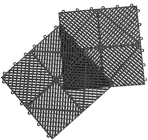 DECOMELODY Lot De 2 Dalles De Drainage Modulaires Emboîtables Pour Lave-auto Tapis De Sol De Sans Piscine Trou De Drainage