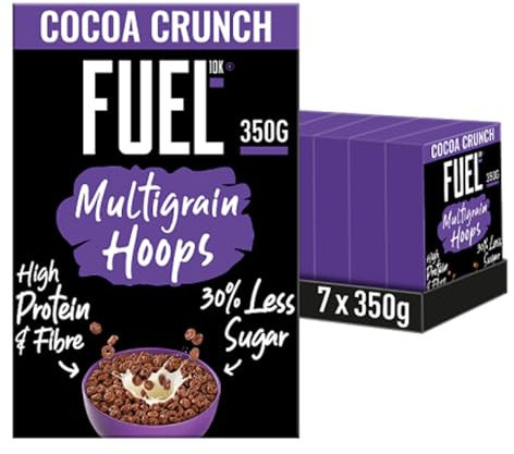 FUEL10K Chocolate Multigrain Hoops High Protein Breakfast Cereal, 350 g (Pack of 7)