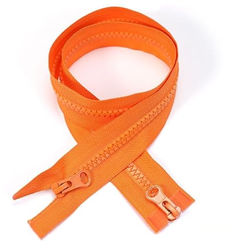 ZIPZSY 2 Stück #5 Kunstharz teilbar mit Reißverschluss (2 Wege), Reißverschlüsse mit zwei Schiebern für Kleidung und DIY-Nähprojekte (Orange, 70 cm)