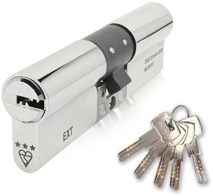 IRONWORX® Spectre Nickel 35mm (Internal) / 55mm (External) (90mm) Maximum-Security Police Approved TS007 BSI 3 Star Double Euro Cylinder Lock (Key Both Sides), Includes 5X Keys