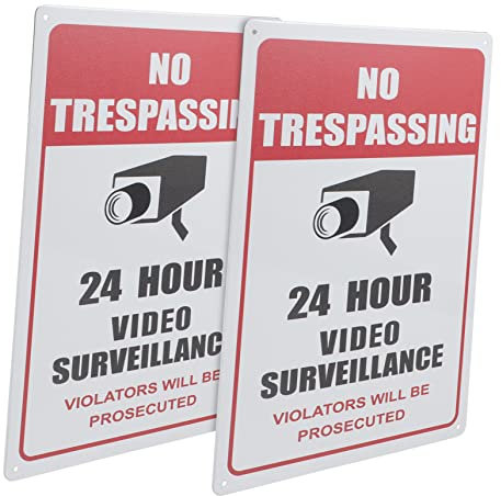 Alipis 2stücke Schild Mit Überwachung Hinweisschild Für Zuhause Geschäft Rechteckige Warnschild Aus Metall Für Passanten Wandmontage Erinnerungsschild